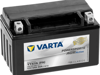 Een 6Ah motoraccu van het merk varta YTX7A-4