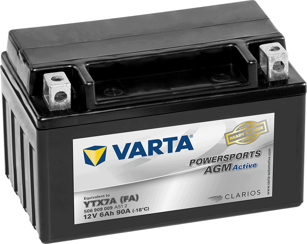 fax barrière dorp YTX7A-4 Varta AGM 6Ah Motor accu, 90A, 12V - Accudeal