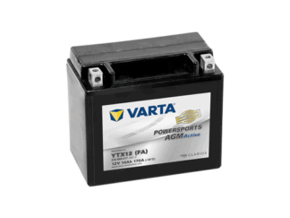 Een 10Ah motoraccu van het merk Varta factory activated