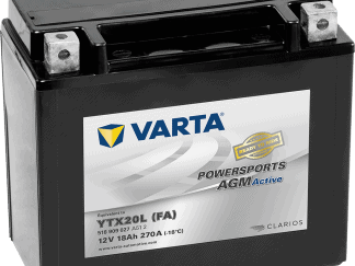 Een motoraccu van het merk Varta YTX20L-4 factory activated met 270A koudstart 12V