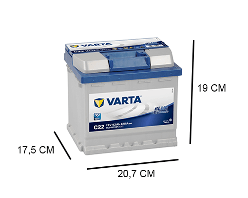 Varta C22 Varta 52Ah Blue Dynamic accu, 470A, 12V - Accudeal