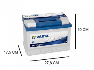 E12 Varta 74Ah Blue Dynamic accu, 680A, 12V - Accudeal