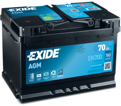 Exide EK700 70Ah AGM Start-stop accu