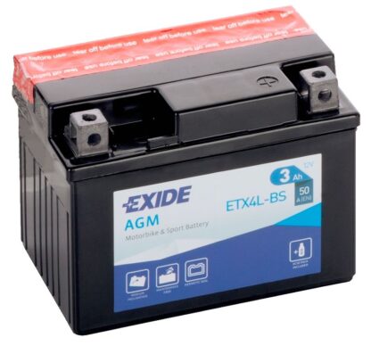 Exide ETX4L-BS Motorfiets accu 3Ah, 50A 12V