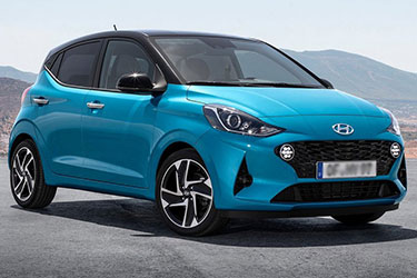 Een blauwe Hyundai i10