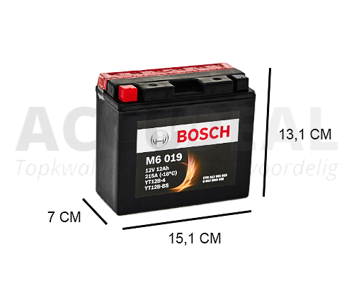 YT12B-BS Bosch AGM 12Ah accu, 215A, 12V - Accudeal