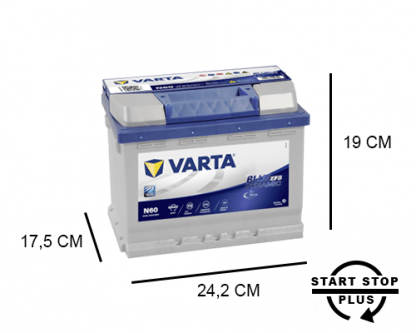 N60 Varta start-stop accu 60ah EFB Bleu Dynamic 560500064