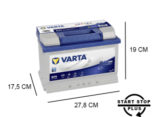 N70 Varta start-stop accu 70ah EFB Blue Dynamic 570500076