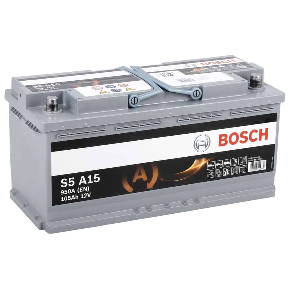 Аккумулятор автомобильный 105. Bosch s5 AGM. AGM Bosch 105ah 950a. Bosch s5 a15 AGM (0 092 s5a 150). Bosch 0092s5a150 батарея аккумуляторная 105а/ч 950а 12в.