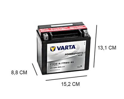 Een Varta YTX12-BS 10Ah AGM motor accu van 12V