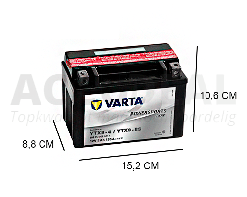 kom hardwerkend Gedateerd YTX9-BS Varta AGM 8Ah Motor accu, 135A, 12V - Accudeal