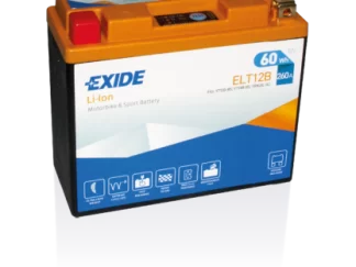 Exide li-ion accu voor motorfietsen met artikelcode elt12b en de specificaties 12v 5ah