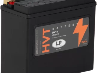 Het zijaanzicht van de Landport HVT 1 High capacity 20Ah AGM motor accu