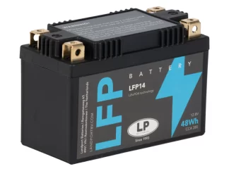 De Landport LFP14 48Wh 4Ah lithium motor accu met 280A startvermogen