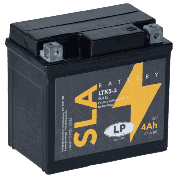 LTX5-3 Landport (LP) 4Ah SLA Factory Activated AGM motor accu, 12, 80A (YTX5-3) 1 LTX5-3 Landport (LP) 4Ah SLA Factory Activated AGM motor accu, 12, 80A (YTX5-3)