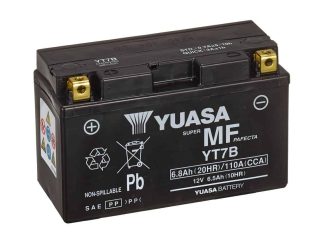 Yuasa YT7B-BS 6.5Ah AGM motor accu, 12V, 110A(YT7B)