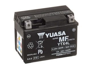Yuasa YTX4L-BS 3Ah AGM motor accu, 12V, 50A(YTX4L)