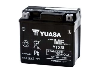 Yuasa YTX5L-BS 4Ah AGM motor accu, 12V, 80A(YTX5L)