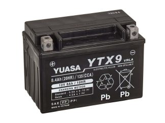 Yuasa YTX9-BS 8Ah AGM motor accu, 12V, 135A(YTX9)